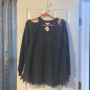 BRAND NEW. Cold Should Distressed Hem Sweater